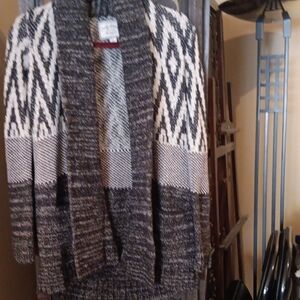 Lucky Brand Black and White Geometric Cardigan